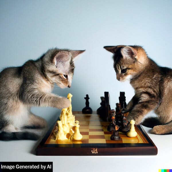 DALL-E generated this image from a command for “cats playing chess.” DALL-E generated this image from a command for “cats playing chess.”