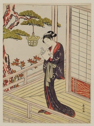 Suzuki Harunobu, Young Woman Reading a Letter by Lantern Light, Museum of Fine Arts Boston, about 1767–68