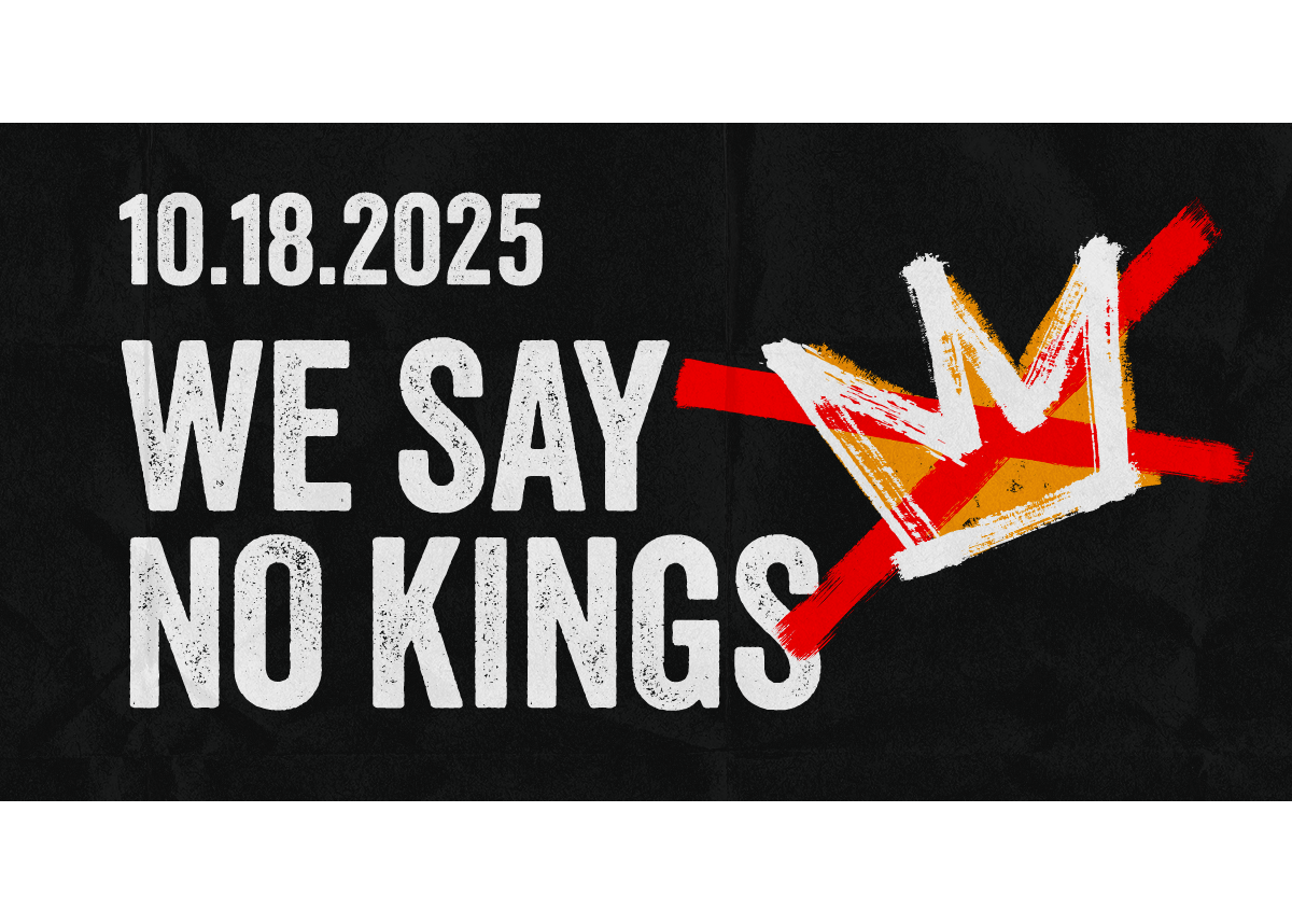 Event graphic with text "We say no kings"