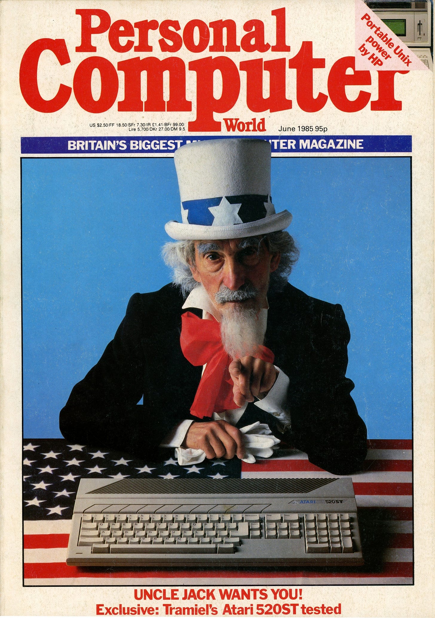 The front cover of Personal Computer World, June 1985, featuring the Atari ST. The front cover of Personal Computer World, June 1985, featuring the Atari ST.