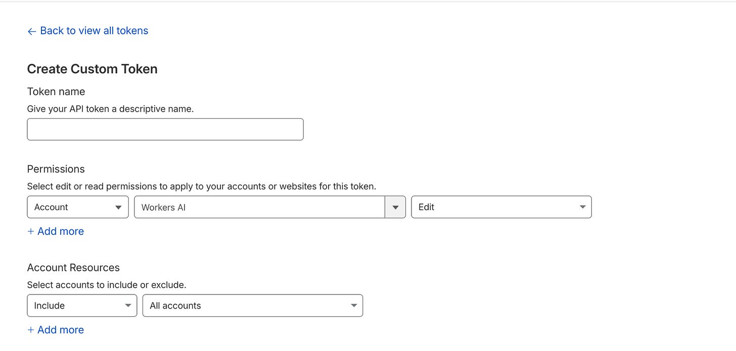 Cloudflare custom token setup with Workers AI permissions for GLM 5.2 Cloudflare custom token setup with Workers AI permissions for GLM 5.2