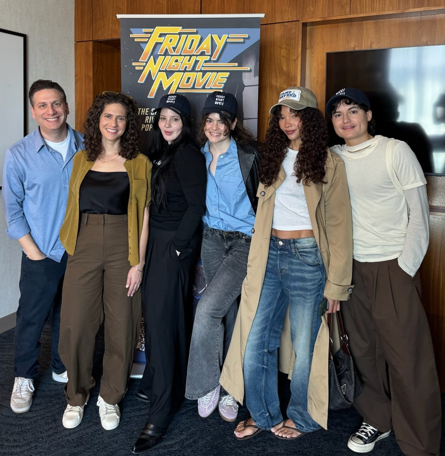 Perfect’s Millicent Hailes, Micaela Witman, Ashley Moore, and Lio Mehiel with Becky Korman and Shai Korman