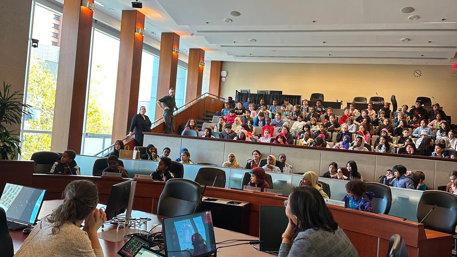 Students, teachers, the Ward 2 Team, Councillor Tammy Hwang, and I in Council Chambers on November 4