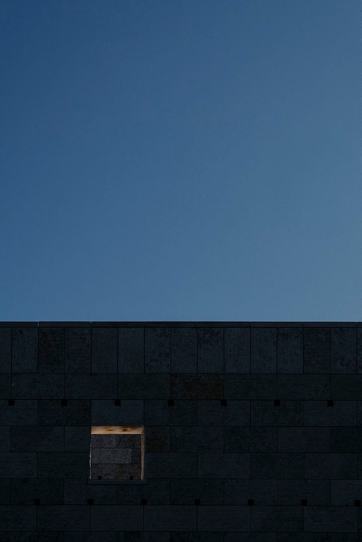 Light goes through a window in the external walls of the Centro Cultural de Belém, in Lisbon