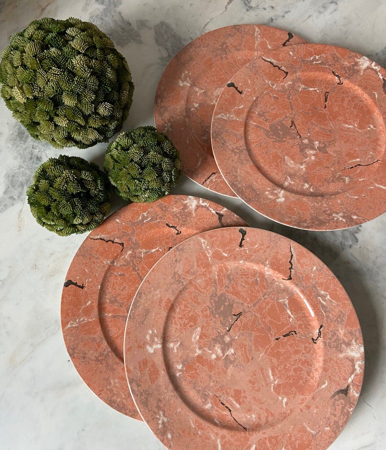 Vintage Villeroy and Boch Siena Dinner Plates 4 pink marble image 0 Vintage Villeroy and Boch Siena Dinner Plates 4 pink marble image 0