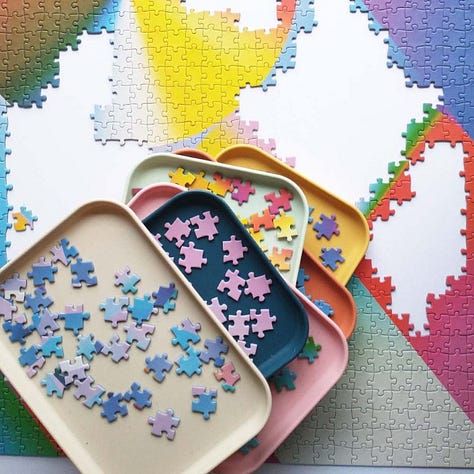 Photos of Clear Acrylic Bins and Puzzle Sorting Trays