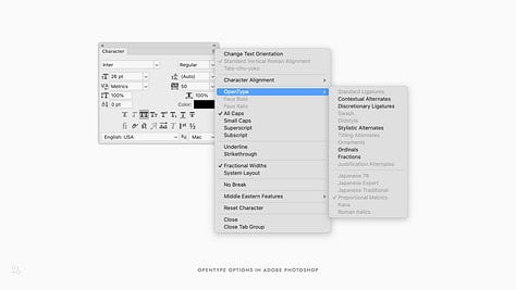 Advanced font settings in different apps.