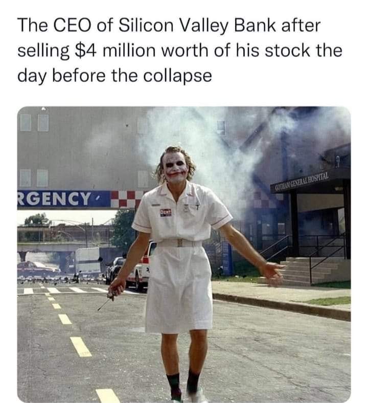 May be an image of 1 person and text that says 'The CEO of Silicon Valley Bank after selling $4 million worth of his stock the day before the collapse GENCY'