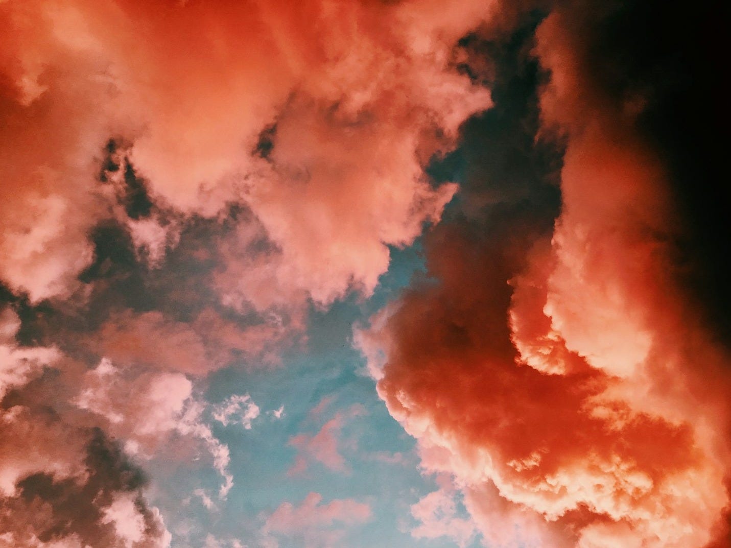 orange smoke on blue background