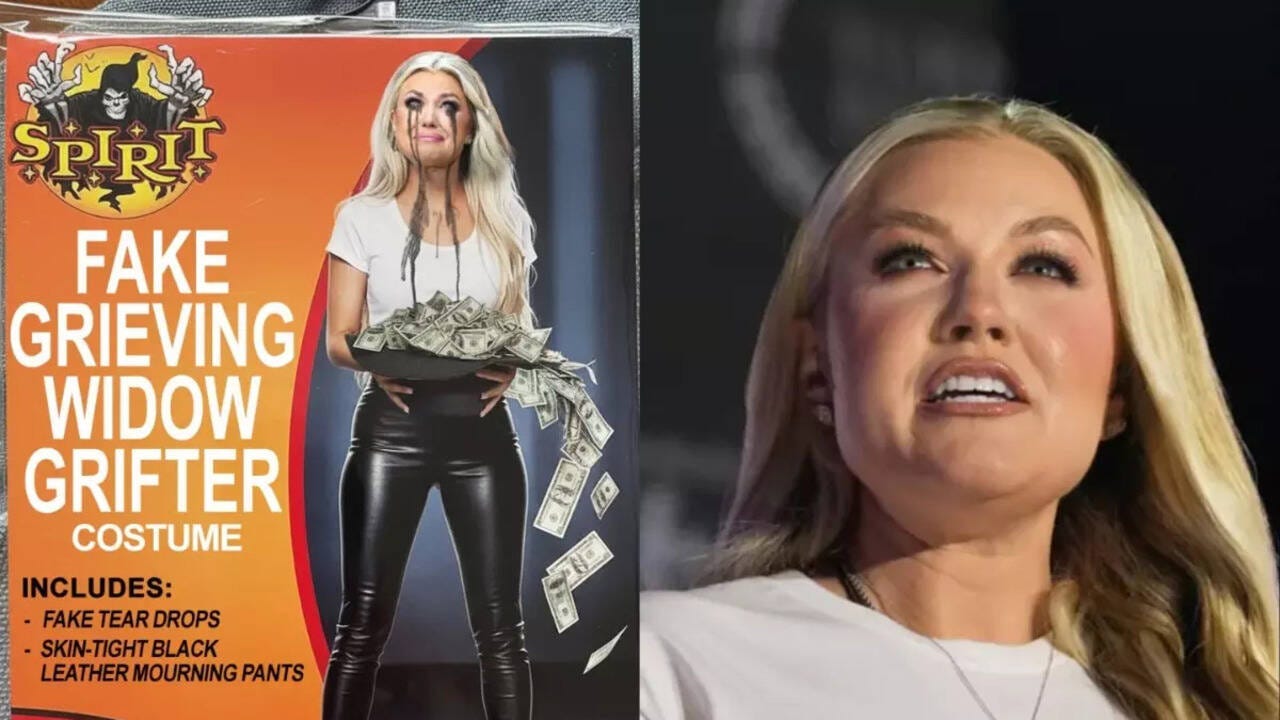Erika Kirk's 'fake grieving widow' Halloween meme goes viral, her ...