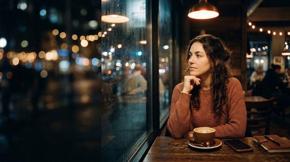 Mujer reflexionando después de una nueva relación tras el divorcio