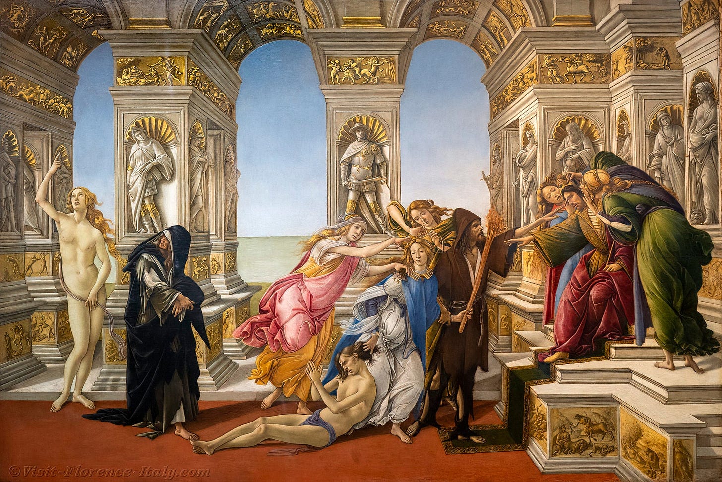 Botticelli Calumny Apelles Uffizi Gallery in Florence Italy