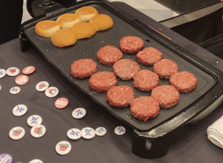 Impossible Burger 2.0 just placed on the grill
