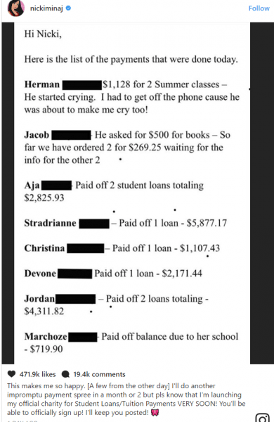 nicki minaj student debt payoff for fans nicki minaj student debt payoff for fans