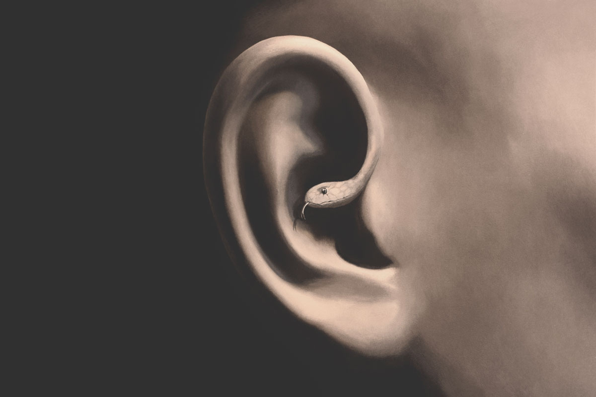 How to Be an Upstander: Illustration of Ear with Earpiece or Earring