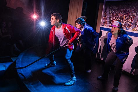 The cast of "Heated Rivalry: The Unauthorized Musical Parody," shot by Matthew Murphy