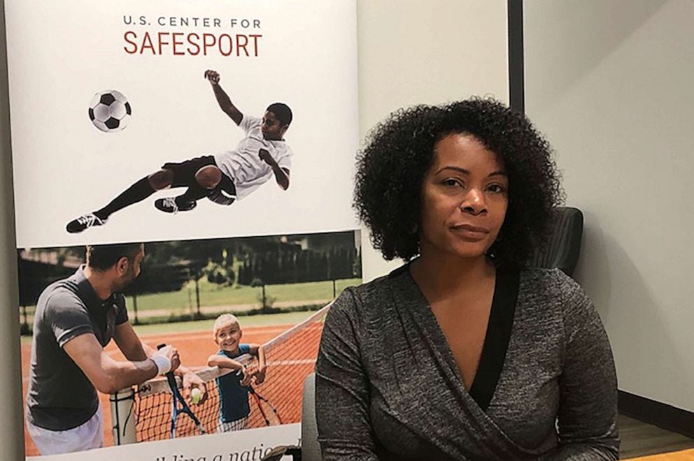 PHOTO: Ju'Riese Colon, the CEO for the U.S. Center for SafeSport, talks about the challenges facing her organization at their headquarters in Denver, Monday, Sept. 16, 2019. PHOTO: Ju'Riese Colon, the CEO for the U.S. Center for SafeSport, talks about the challenges facing her organization at their headquarters in Denver, Monday, Sept. 16, 2019.