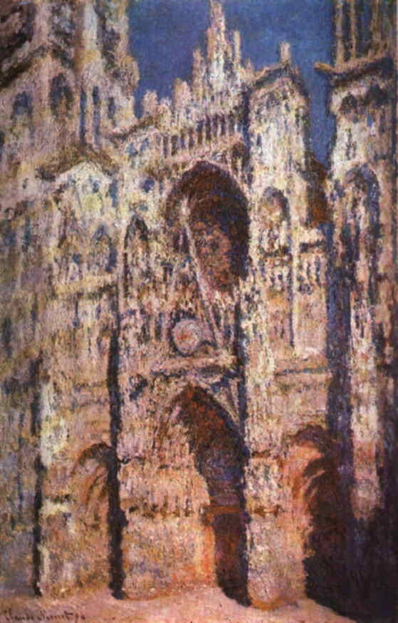 One of Monet's Rouen Cathedral paintings, the same facade in different light One of Monet's Rouen Cathedral paintings, the same facade in different light
