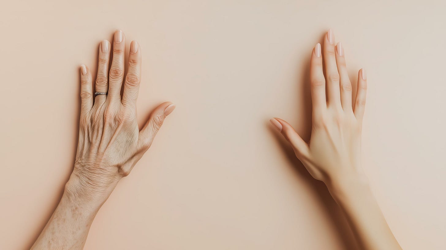 Young hand and old hand