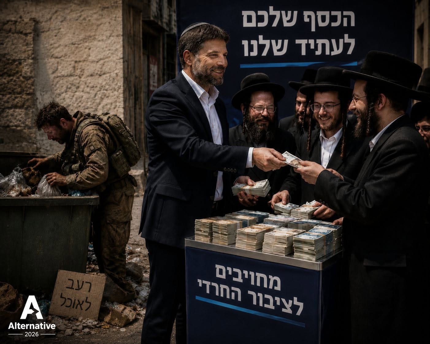 May be an image of one or more people, the Western Wall and text that says 'הכסף שלכם לעתיד שלנו A Alternative 2026 顯定子 מחויבים לציבור החרדי' May be an image of one or more people, the Western Wall and text that says 'הכסף שלכם לעתיד שלנו A Alternative 2026 顯定子 מחויבים לציבור החרדי'