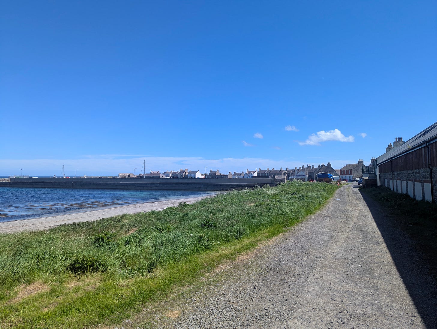 a photo of the village of Whitehall on Stronsay