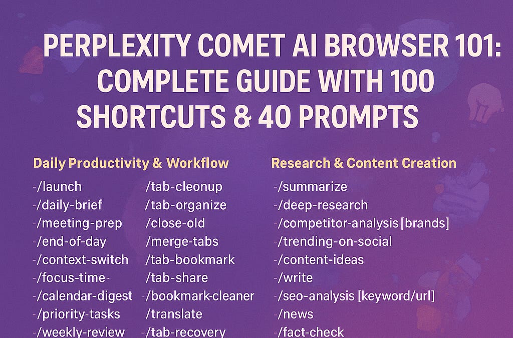 🌌 Perplexity Comet AI Browser 101: Complete Guide with 100 Shortcuts ...