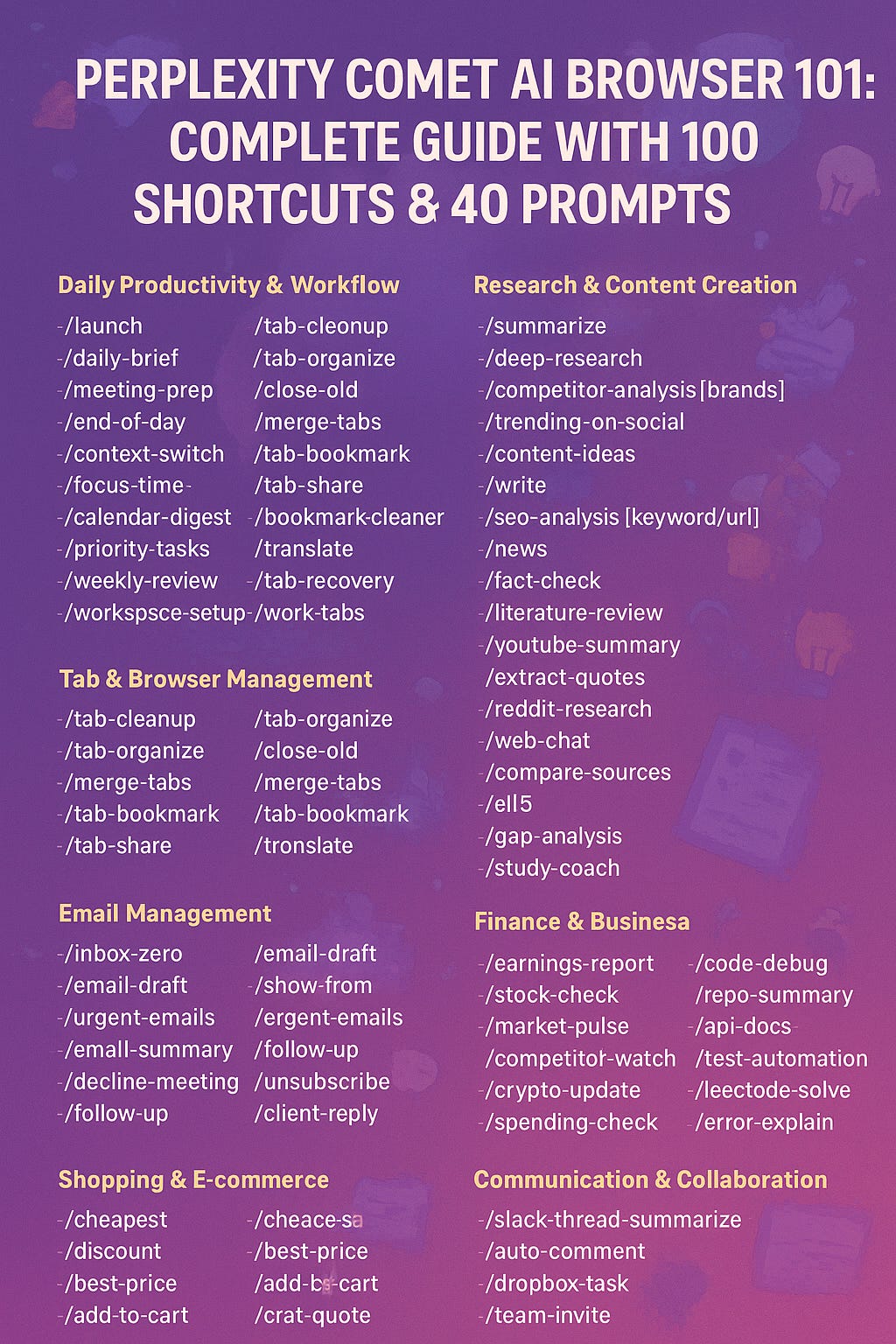 🌌 Perplexity Comet AI Browser 101: Complete Guide with 100 Shortcuts ...