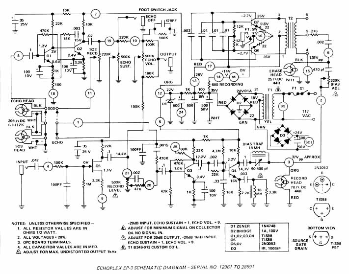 Circuit diagram of the Echoplex EP-3