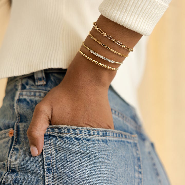 Dana Rebecca Designs 14k Gold Poppy Rae Graduating Pebble Cuff