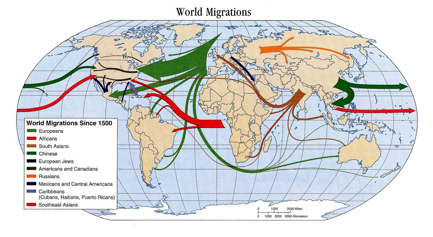 Major patterns of human migration since 1500 [2000x1096] : r/MapPorn