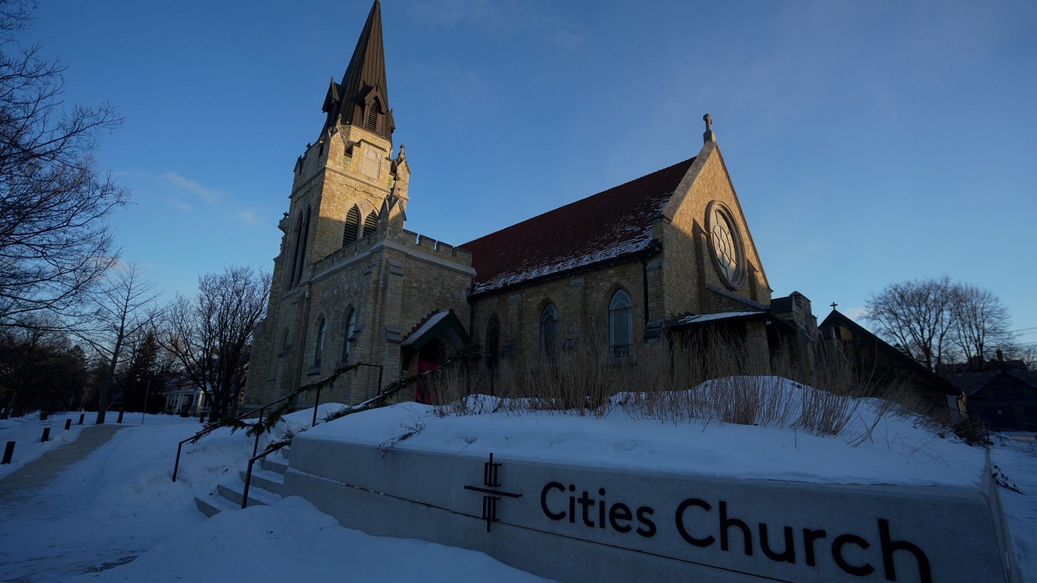 Cities Church is seen in St. Paul, Minn. where activists shut down a service claiming the pastor was also working as an ICE agent, Monday, Jan. 19, 2026 in St. Paul, Minn. (AP Photo/Angelina Katsanis) Cities Church is seen in St. Paul, Minn. where activists shut down a service claiming the pastor was also working as an ICE agent, Monday, Jan. 19, 2026 in St. Paul, Minn. (AP Photo/Angelina Katsanis)