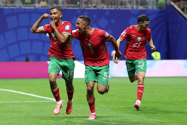 Le Marocain Gessime Yassine célèbre son but contre Haïti au Mondial 2026 Le Marocain Gessime Yassine célèbre son but contre Haïti au Mondial 2026