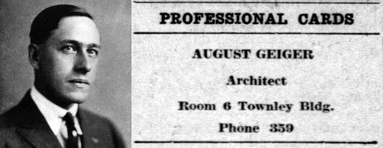 Composite of August Geiger and his business card found in the Miami Daily News classified section in 1911.