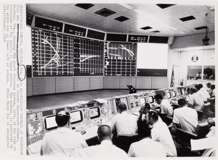[Mission Control at touchdown of Apollo 11 lunar module, Manned Spacecraft Center, Houston]