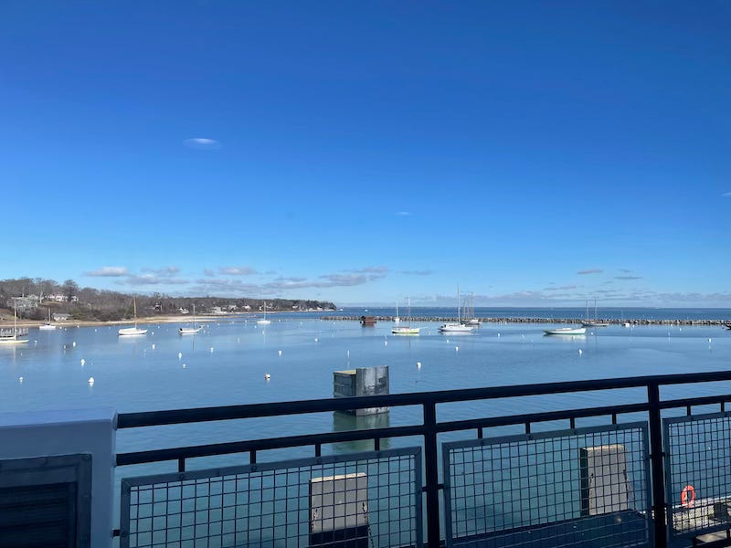 Vineyard Haven harbor from the deck of the ferry. Sixburnersue.