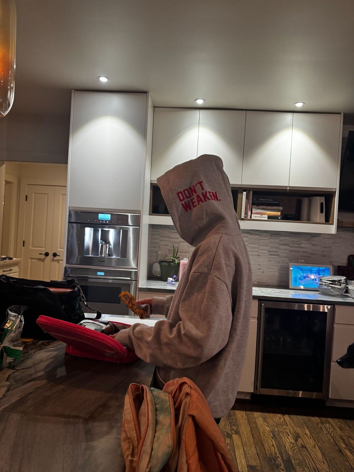 Late-night kitchen moments with my lacrosse player. These are the hours when teenagers open up—after the world quiets and the day finally feels like theirs.