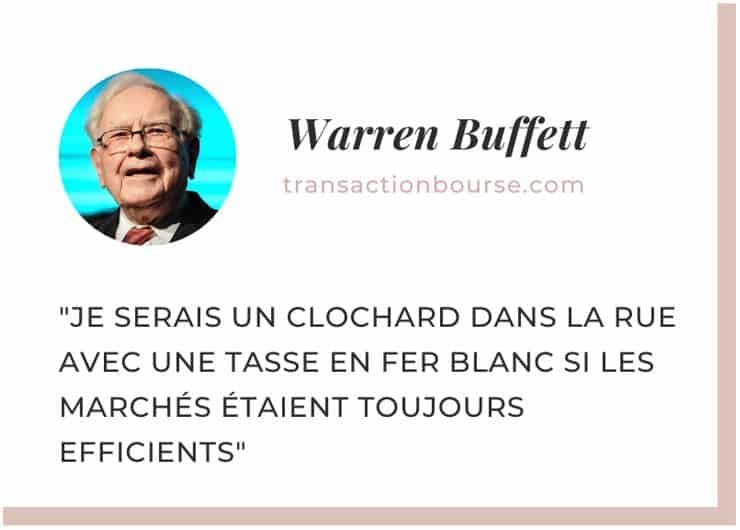 Une citation de Warren Buffett à propos de l'efficience des marchés boursiers. Une citation de Warren Buffett à propos de l'efficience des marchés boursiers.