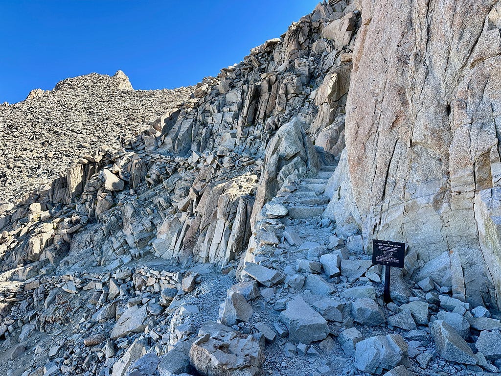 View of Mount Whitney Trail intersection with the John Muir Trail