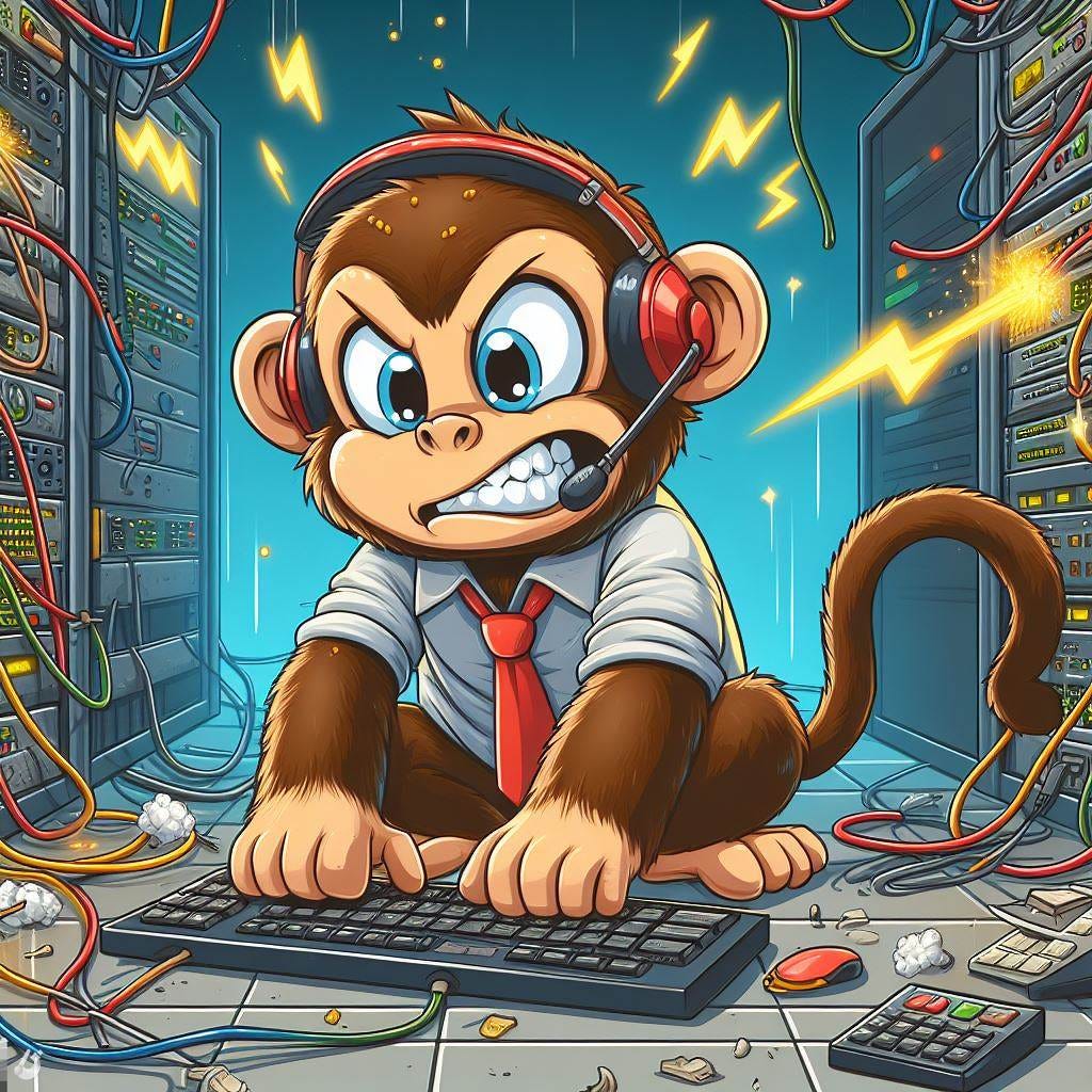Crazy monkey in a server room