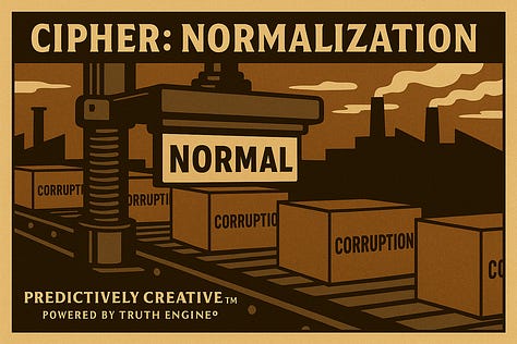 3-Deck Series: 1. Brand Damage, Parchment, Alligator Pope Holding a Bitcoin 2. Make Assets Great Again, Normalization of Corruption 3. Normalization Normal with Corruption stamped on boxes coming off the assembly line