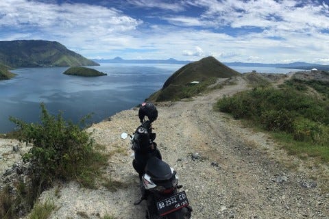 Practising isolation by Lake Toba. Photo: Stuart McDonald Practising isolation by Lake Toba. Photo: Stuart McDonald