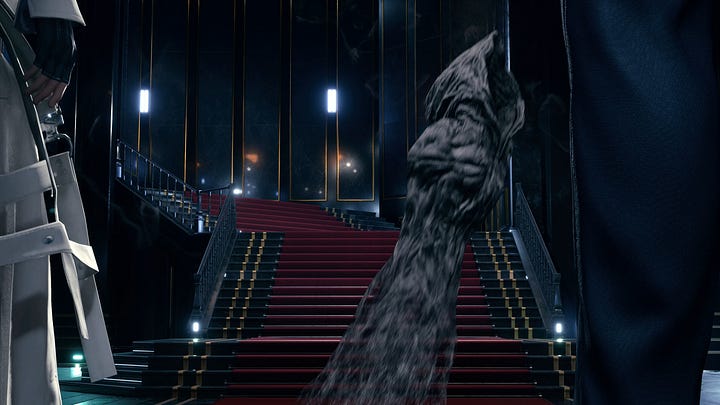 Several Whispers are flying around within the floor 69 foyer until Rufus and Tseng reach its center. Then they're gone.