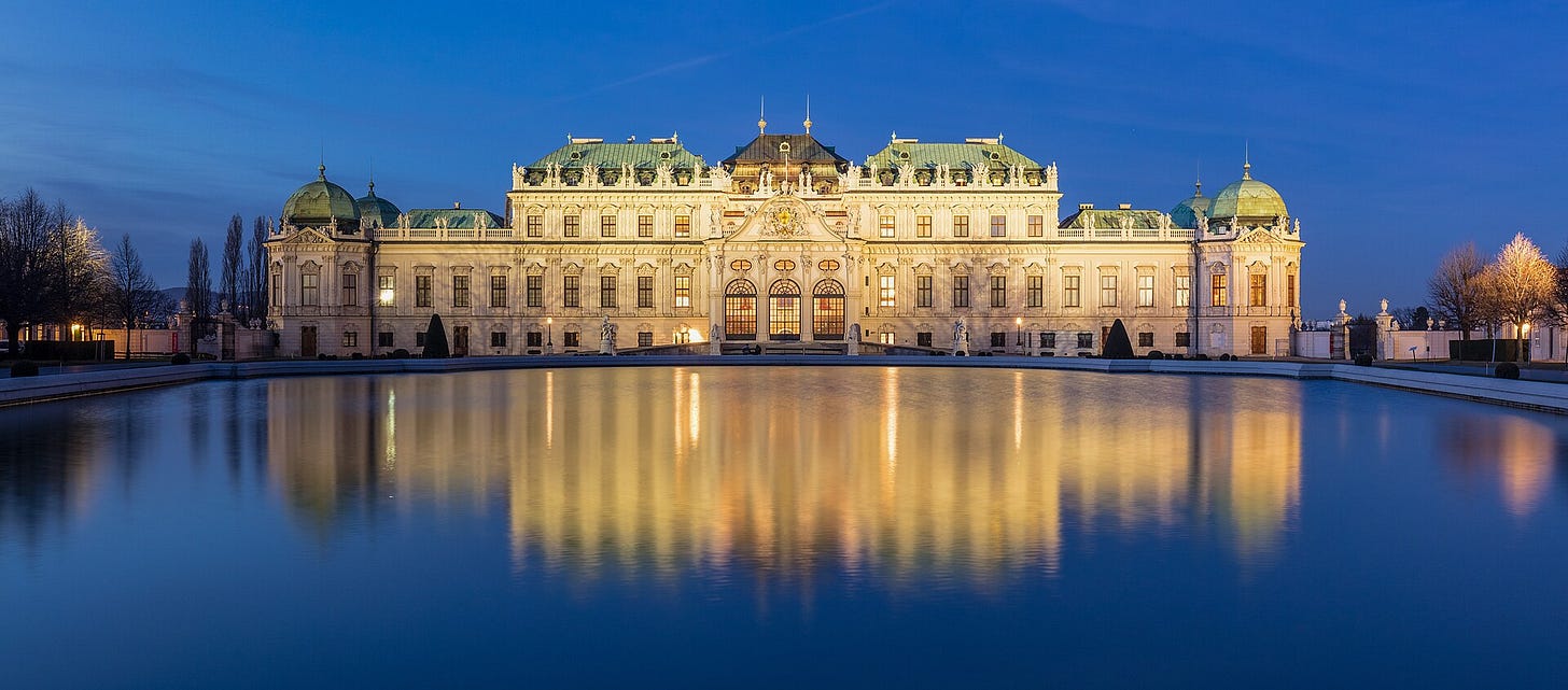 The Belvedere Palace in Vienna, where The Kiss is on permanent display The Belvedere Palace in Vienna, where The Kiss is on permanent display