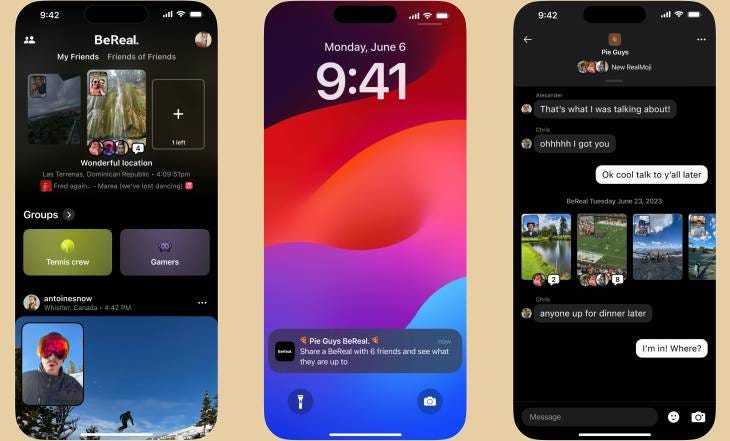 BeReal app on smartphone screens