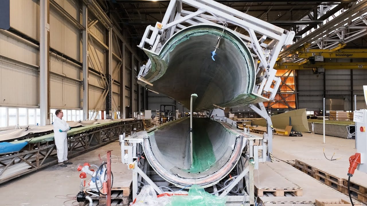 Research rotor blade production at Fraunhofer IWES - YouTube