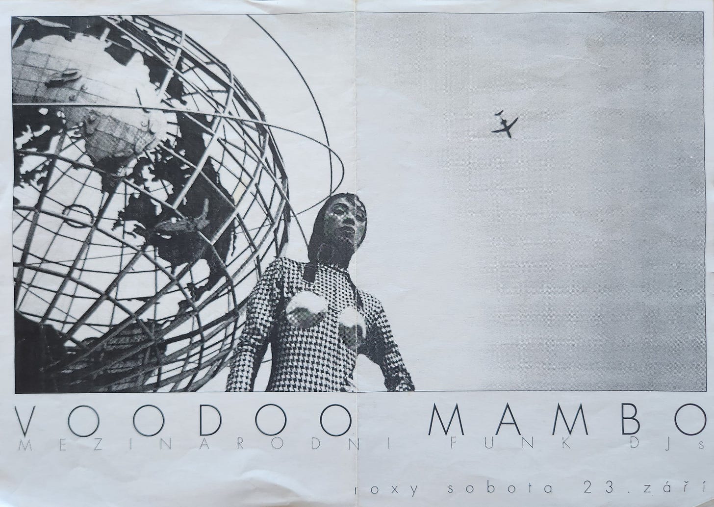 My DJ crew, Voodoo Mambo, and our promotional poster for a Saturday night at the Roxy Klub