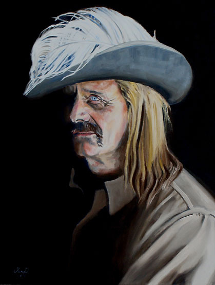 Painting of man with a feathered hat by COA