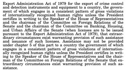 Section 502B of the Foreign Assistance Act, which bans assistance to any government that consistently violates human rights. 
