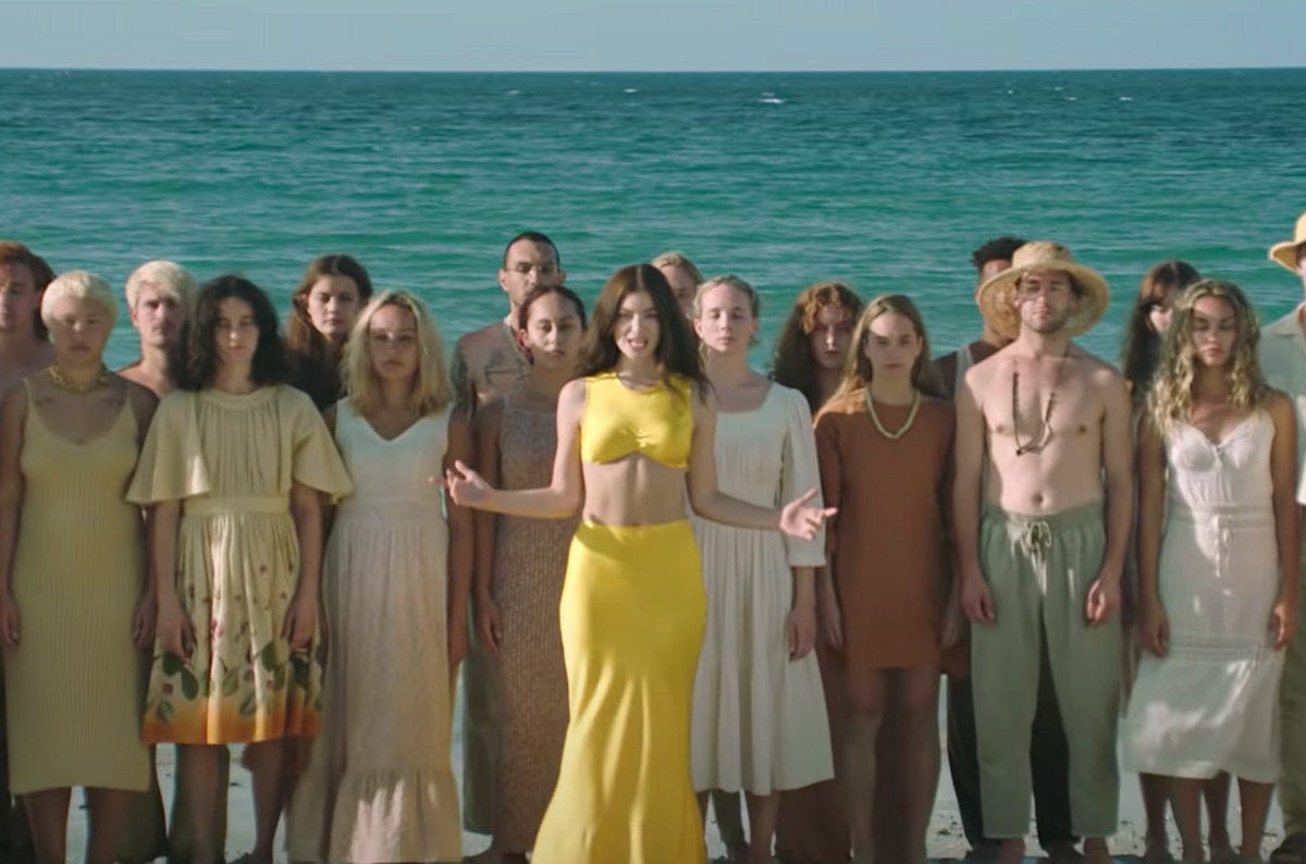 Lorde in her "Solar Power" music video