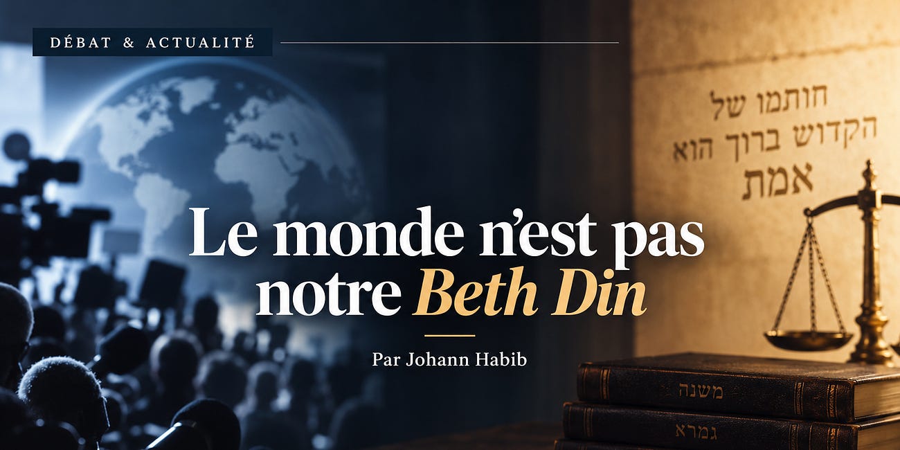Le monde n’est pas notre Beth Din. Par Johann Habib